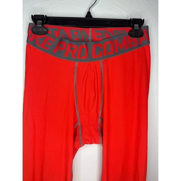Nike Pro Combat Compression Pants Men's Size Large Red Athletic Workout Active - Picture 2 of 6